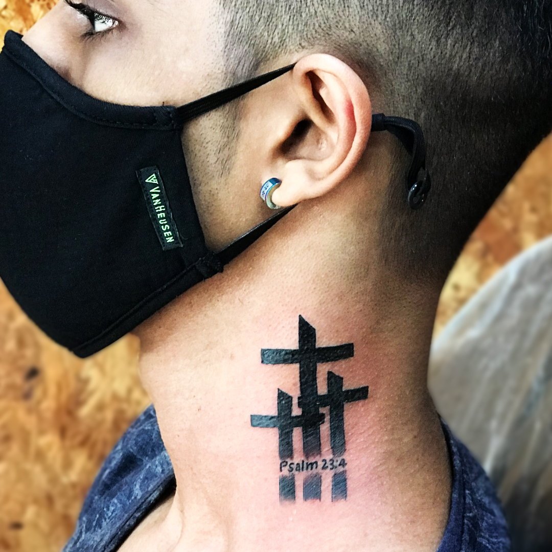 Black Cross Temporary Tattoo For Women Men Waterproof Fake Sticker Neck  Body Art | eBay