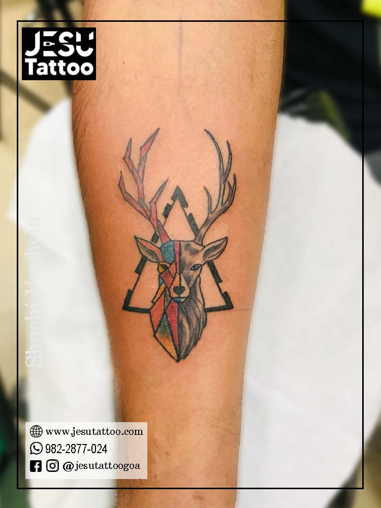 Deer Jumping Fence Tattoo by Brent Severson: TattooNOW