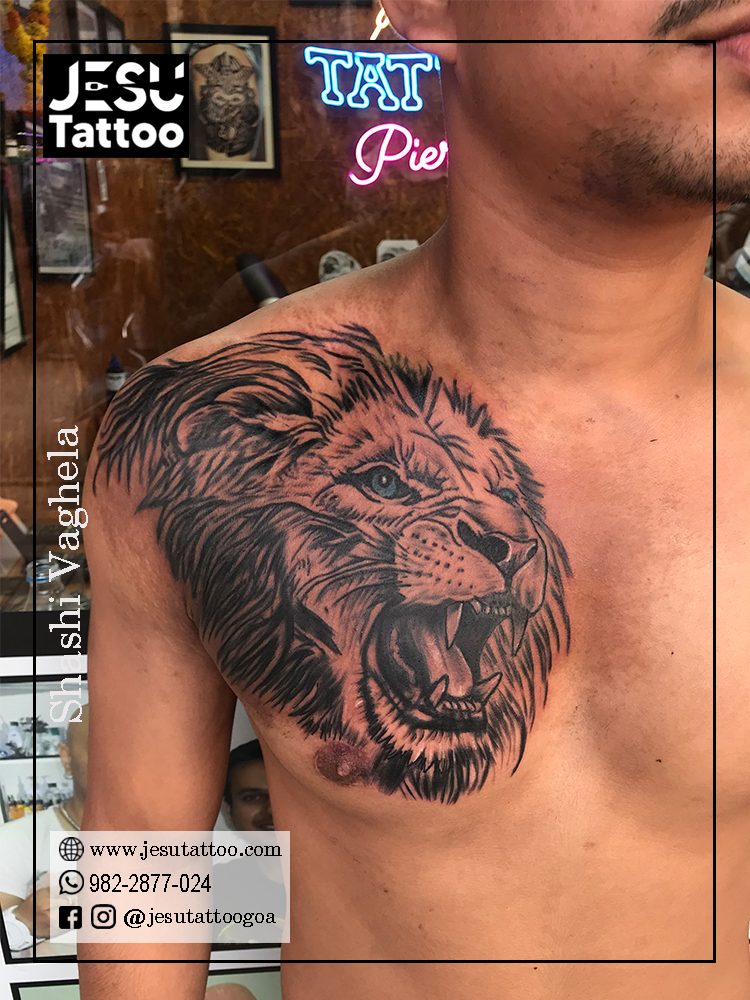 Lion Chest Tattoo – Best Goa Tattoo Shop